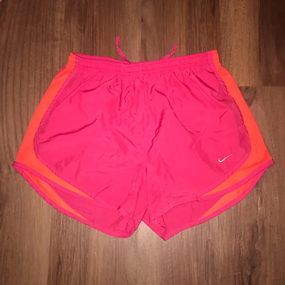 Pink and Neon Orange Nike Dri Fit Shorts